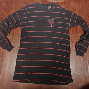 Vintage Michael Jordan Black and Red Striped Long Sleeve Shirt Salem Sportswear